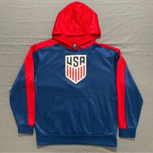 USA Men's Blue and Red Hoodie